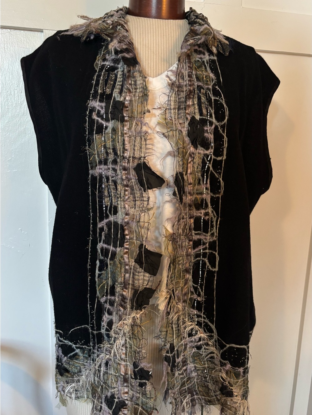 HILLARY GIFFORD open front wearable art vest/gilet  avant-guard 
$86